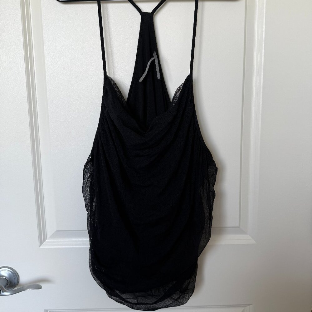 Anthropologie Draped Mesh Overlay Tank – Black – Strappy Back – Size 3X